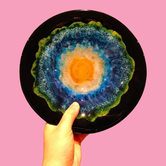 Hand Crafted Other - NWOT STUNNING One of a kind Vintage Handmade Glass Serving Bowl Multicolor